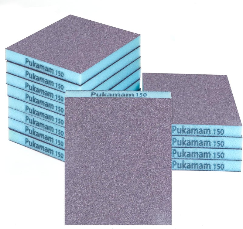 Pukamam 12 Pack Sanding Sponge, Washable and Reusable Sanding Blocks 150 Grit Wet Dry Sand Paper for Wood Drywall Metal Furniture - Image 1